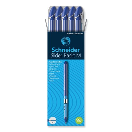 STRIDE Schneider Slider Stick Ballpoint Pen, 0.8mm, Blue/Silver, PK10 151103